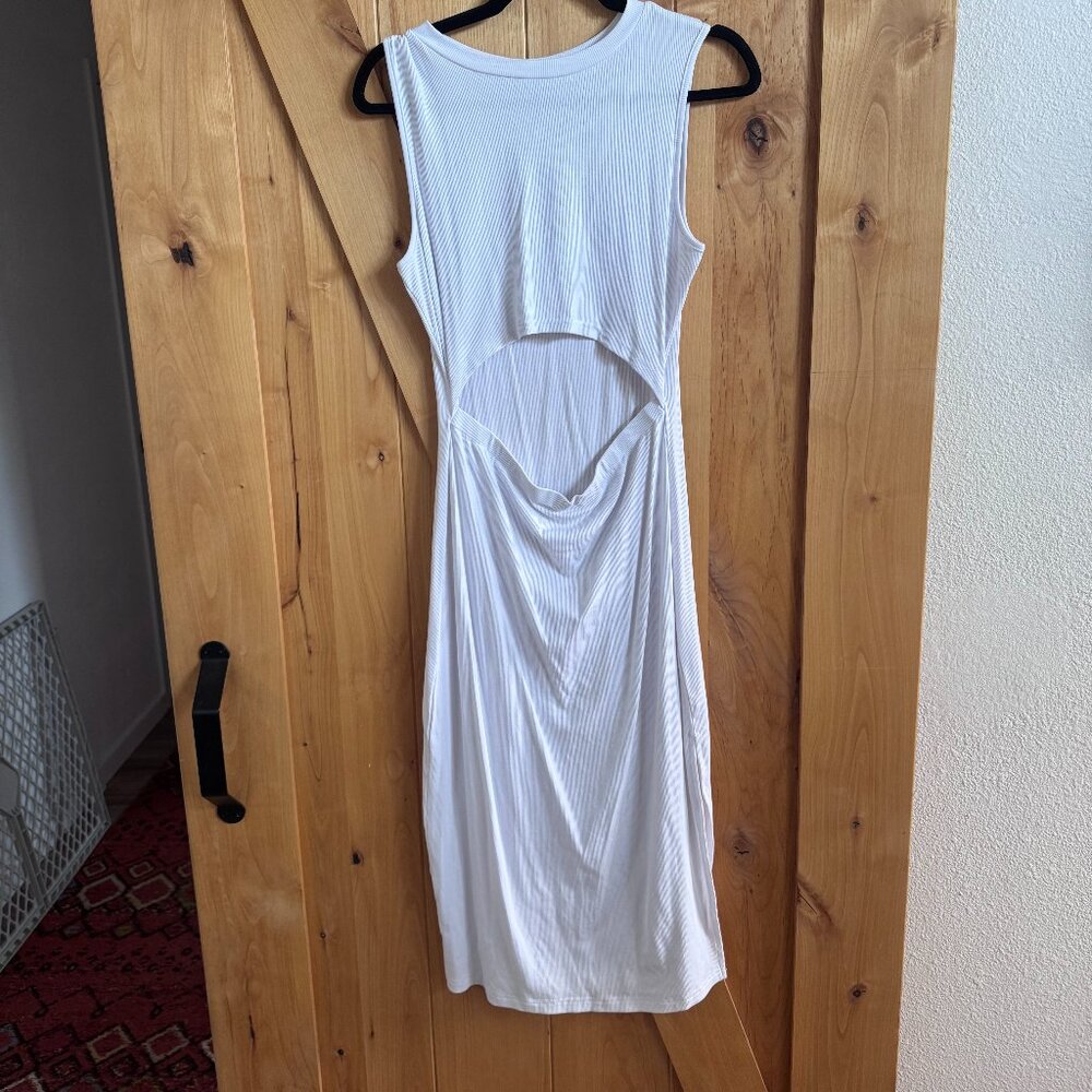Cut out fitted knit white dress, XL